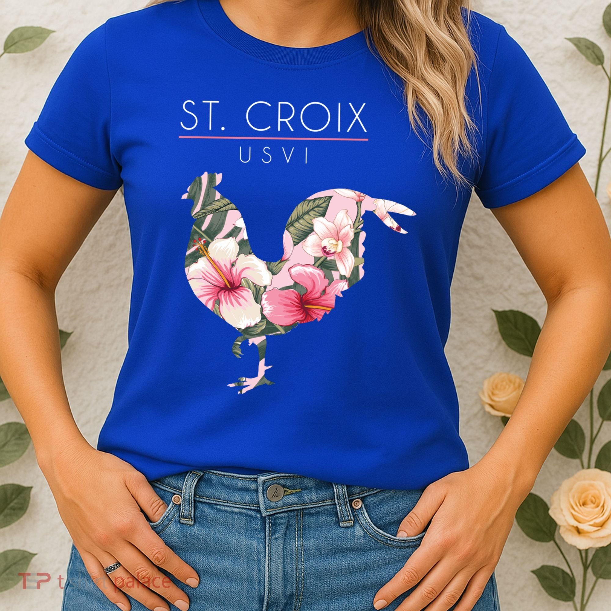 St Croix Usvi Flower Hibiscus Chicken Lover Souvenir Gift Women's T-Shirt