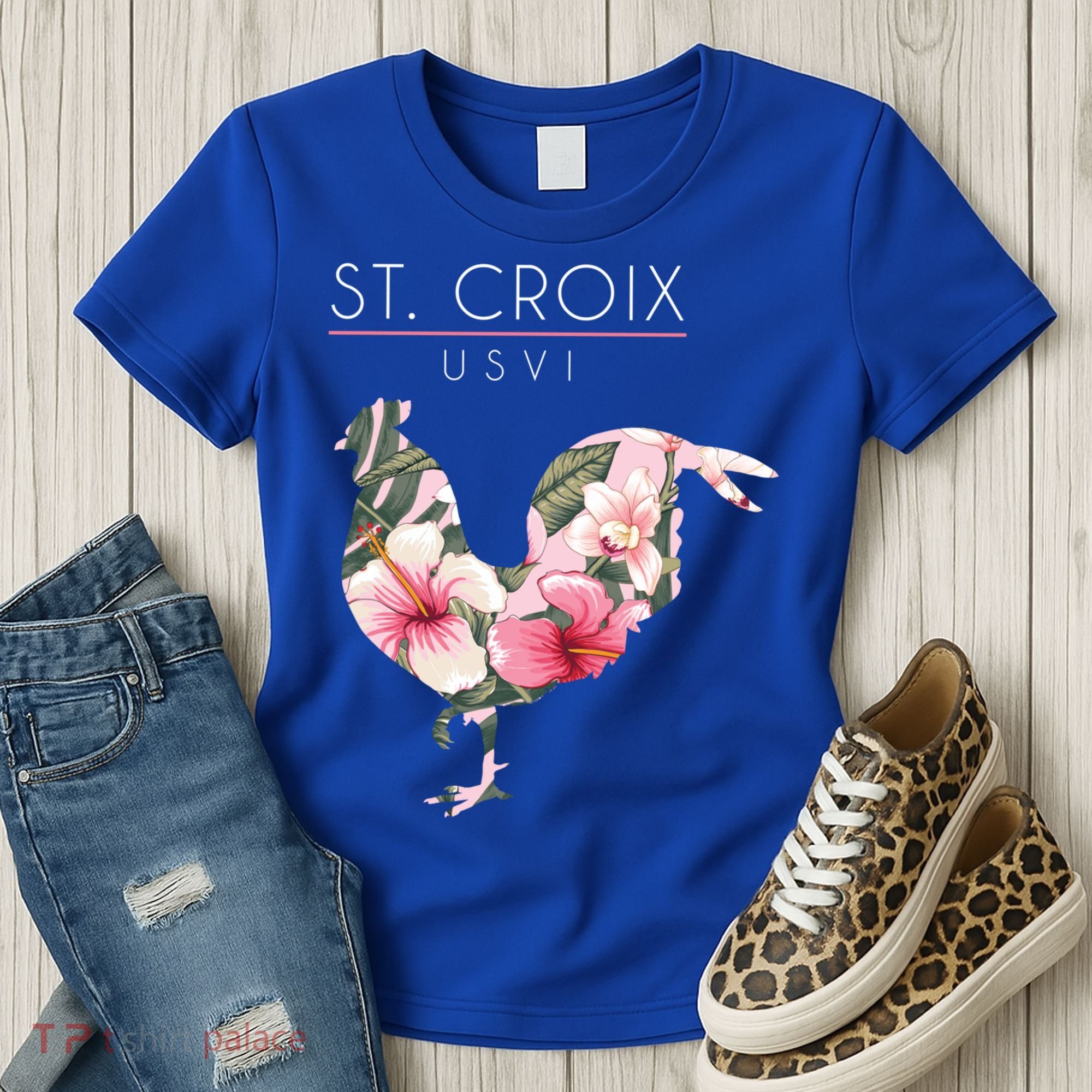 St Croix Usvi Flower Hibiscus Chicken Lover Souvenir Gift Women's T-Shirt