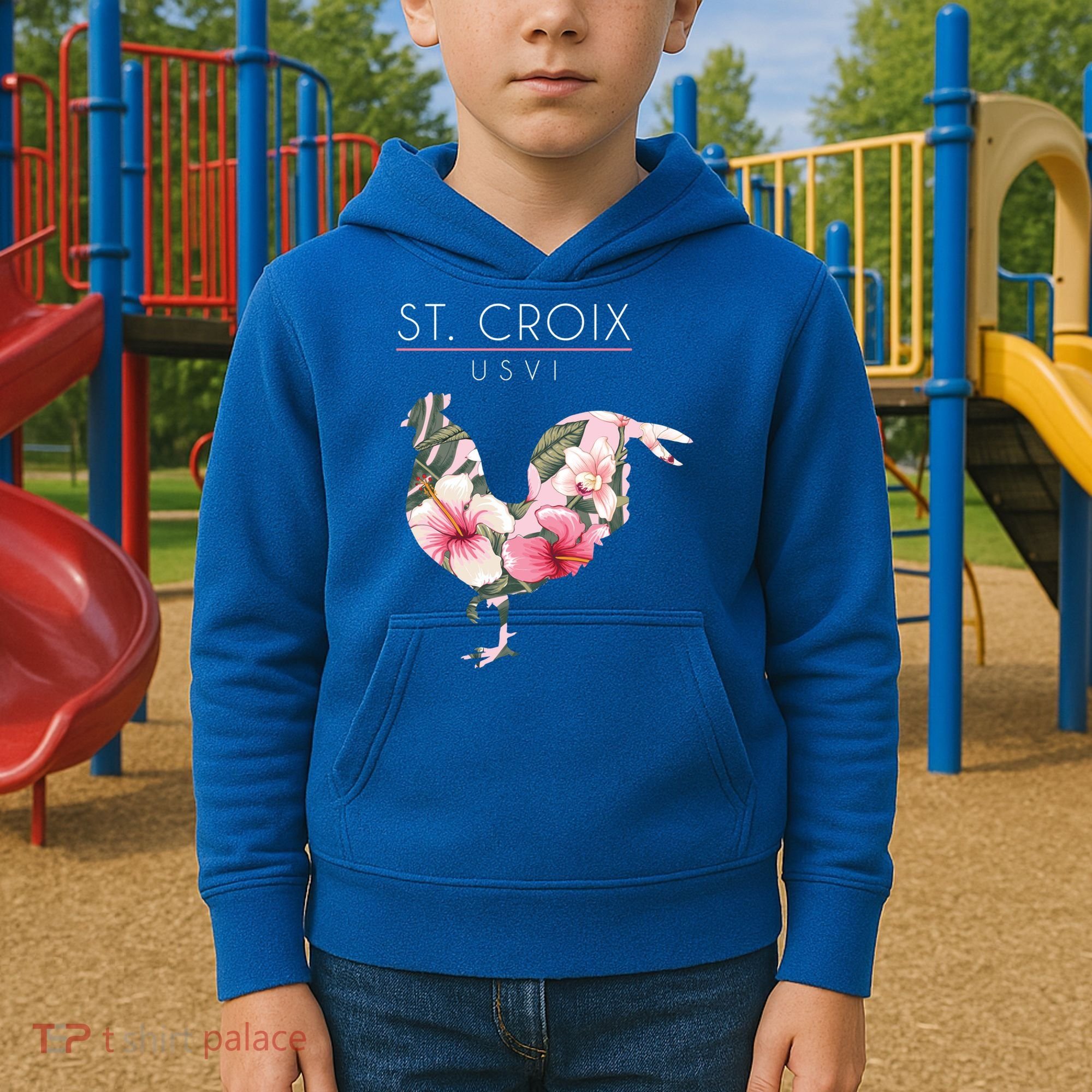 St Croix Usvi Flower Hibiscus Chicken Lover Souvenir Gift Kids Hoodie