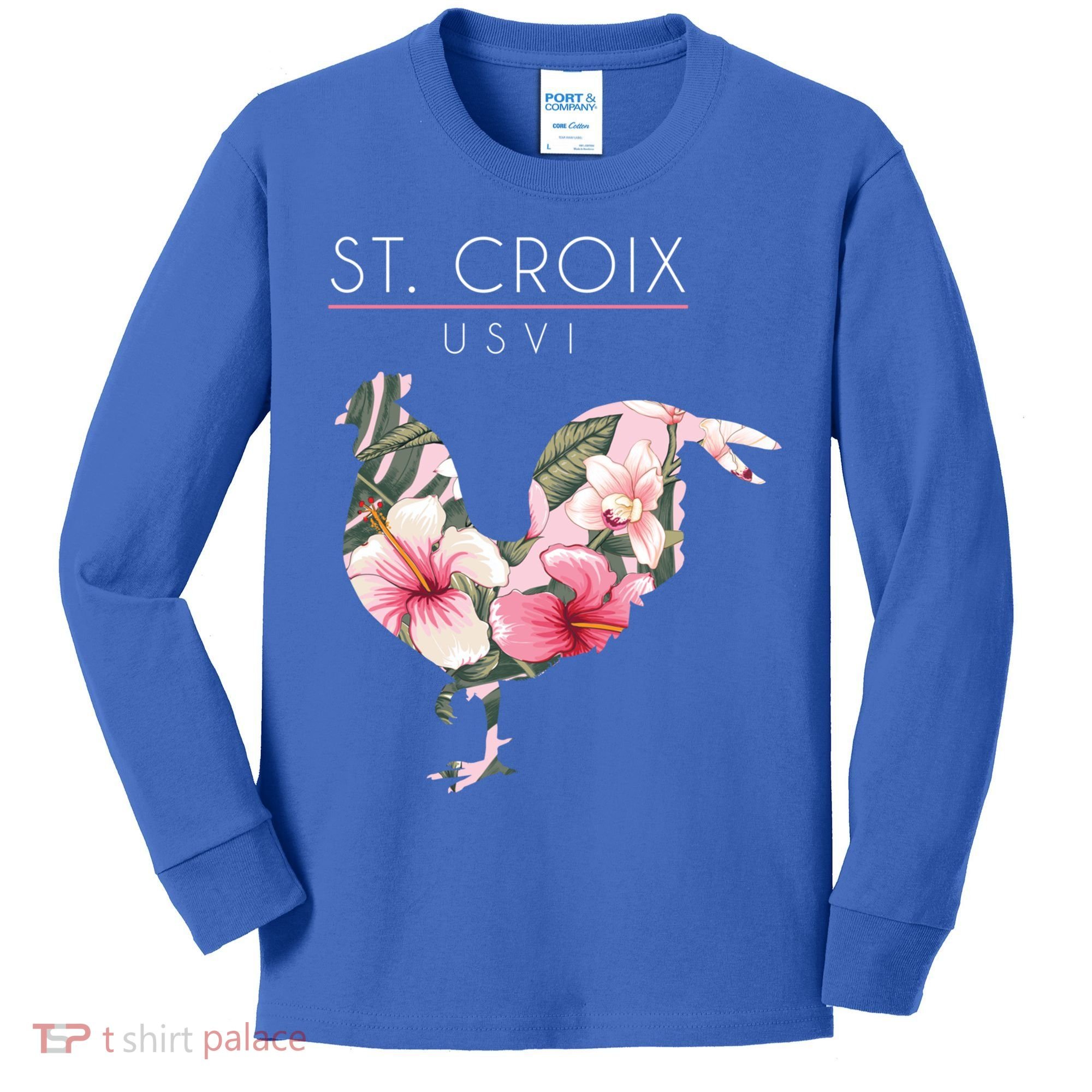 St Croix Usvi Flower Hibiscus Chicken Lover Souvenir Gift Kids Long Sleeve Shirt