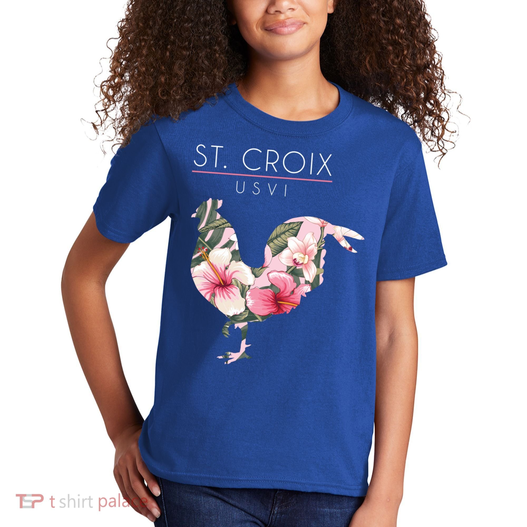 St Croix Usvi Flower Hibiscus Chicken Lover Souvenir Gift Kids T-Shirt