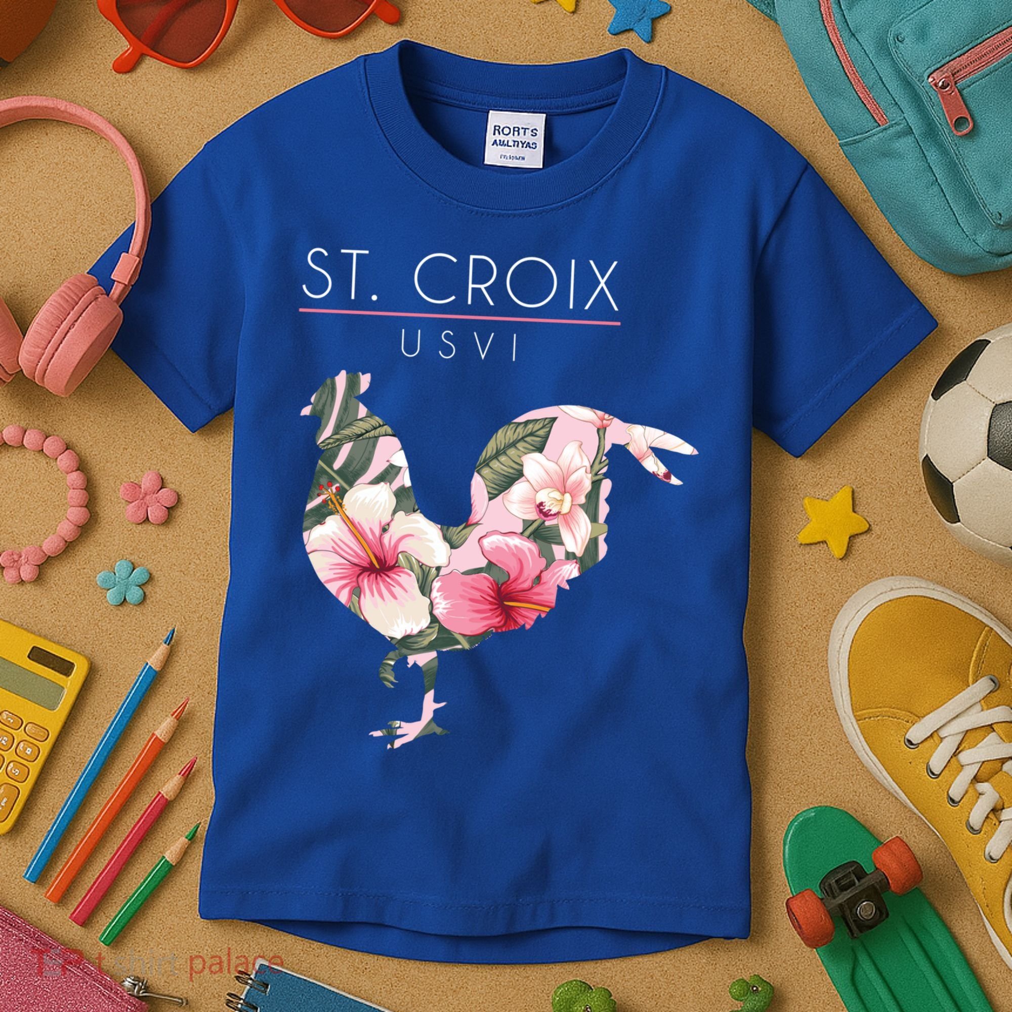 St Croix Usvi Flower Hibiscus Chicken Lover Souvenir Gift Kids T-Shirt
