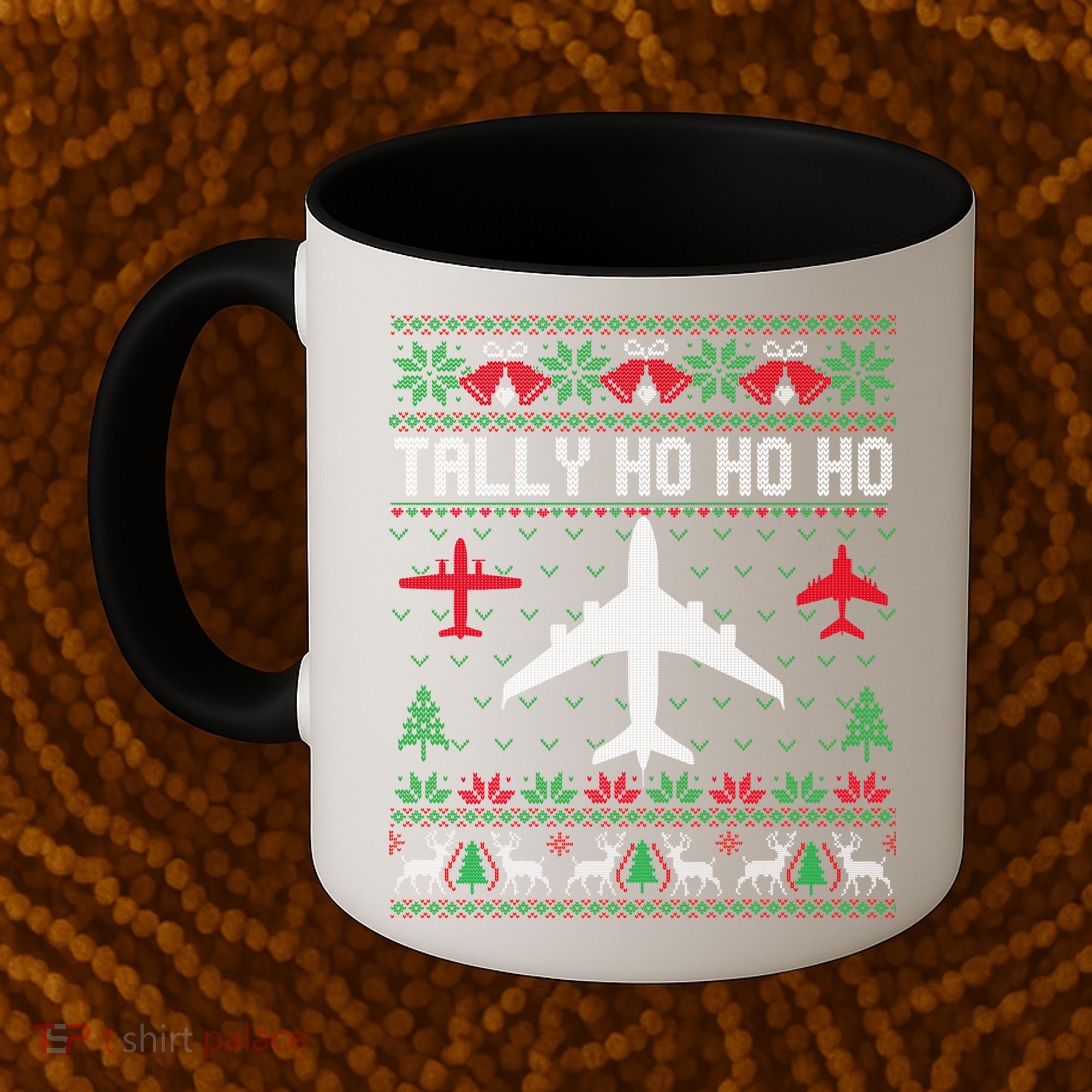 Spitfire Christmas Ugly Jumper Style Airplane Aircraft Plane Cute Gift Coffee Mug