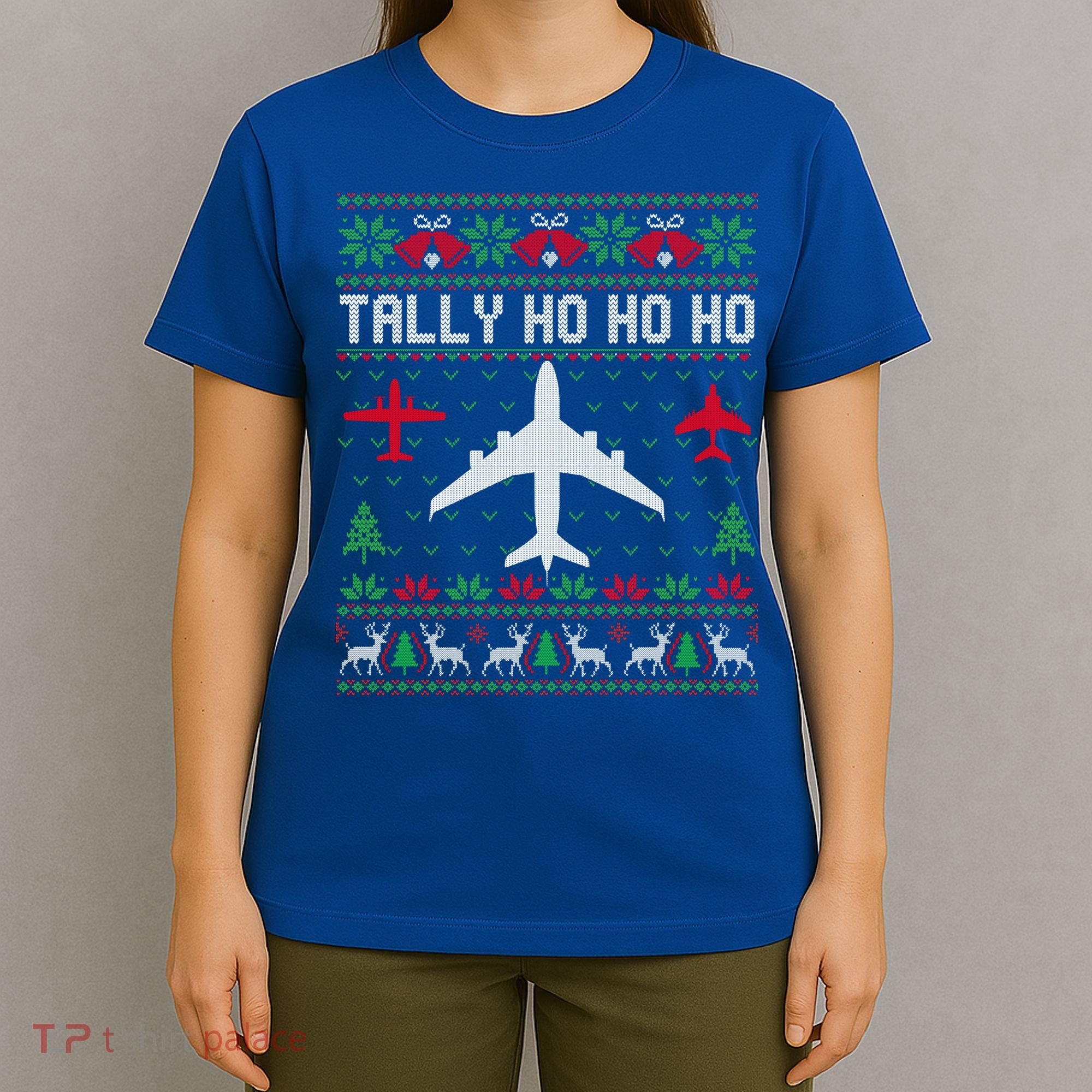 Spitfire Christmas Ugly Jumper Style Airplane Aircraft Plane Cute Gift T-Shirt