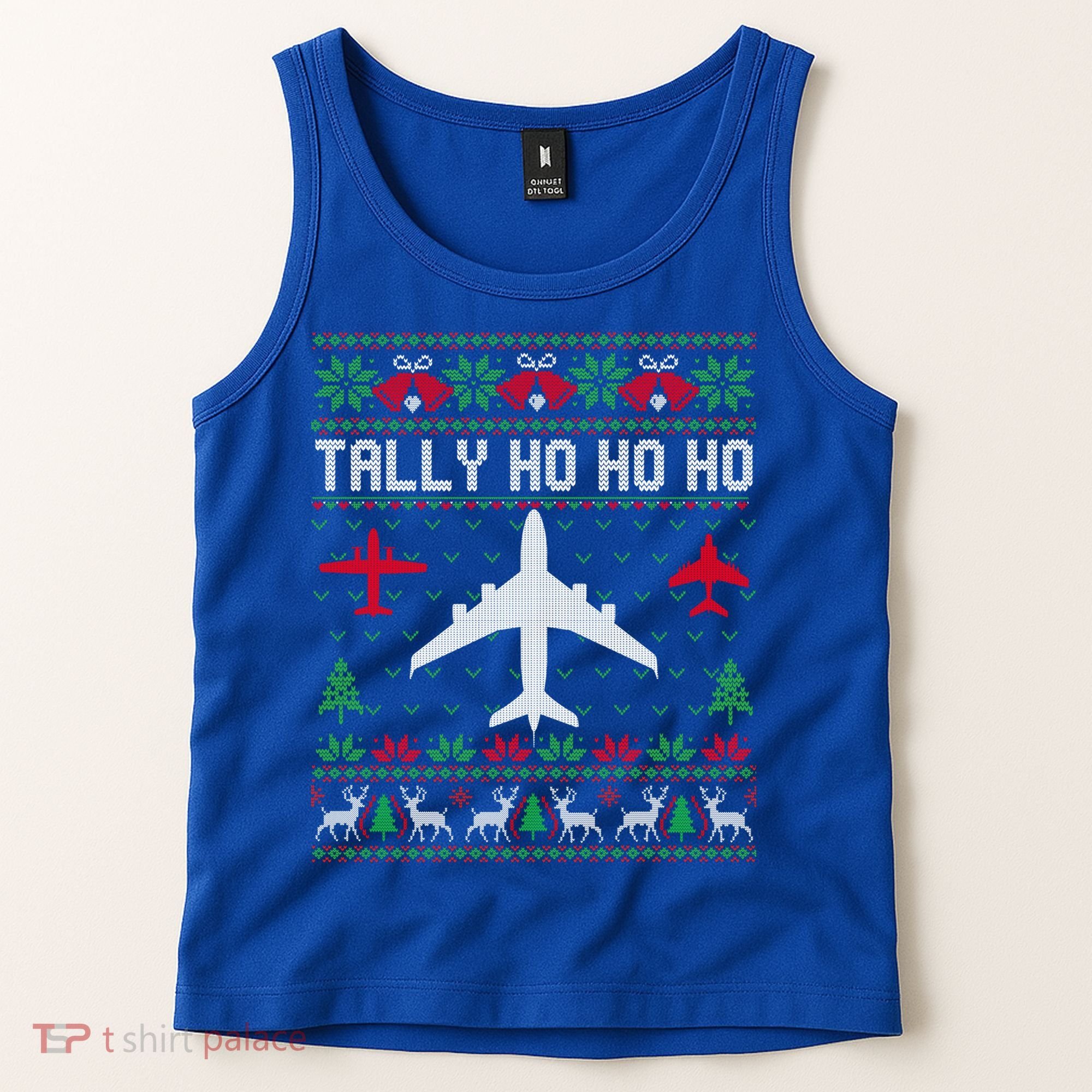 Spitfire Christmas Ugly Jumper Style Airplane Aircraft Plane Cute Gift Tank Top