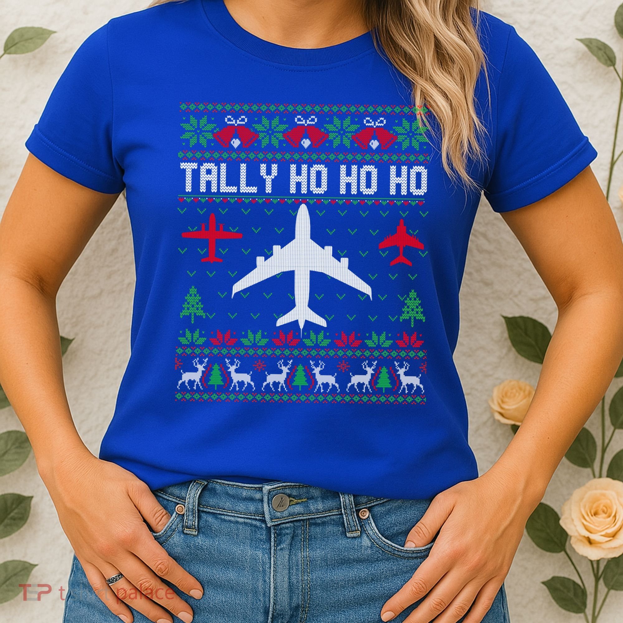 Spitfire Christmas Ugly Jumper Style Airplane Aircraft Plane Cute Gift Women's T-Shirt
