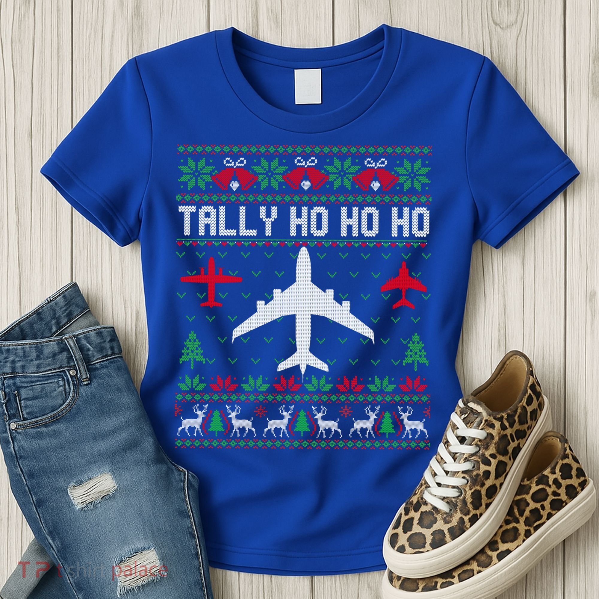 Spitfire Christmas Ugly Jumper Style Airplane Aircraft Plane Cute Gift Women's T-Shirt