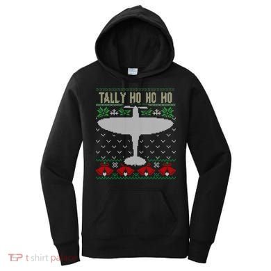 Spitfire Christmas Ugly Jumper Style Airplane Aircraft Plane Gift Women's Hoodie