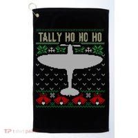 Spitfire Christmas Ugly Jumper Style Airplane Aircraft Plane Gift Golf Towel thumb 0