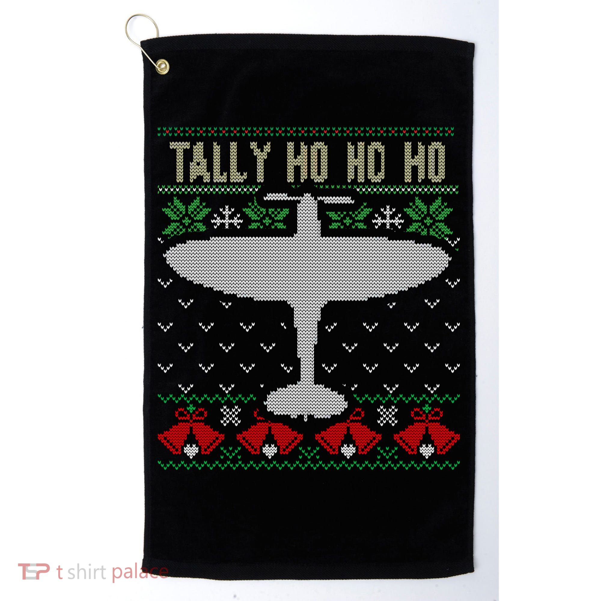 Spitfire Christmas Ugly Jumper Style Airplane Aircraft Plane Gift Golf Towel