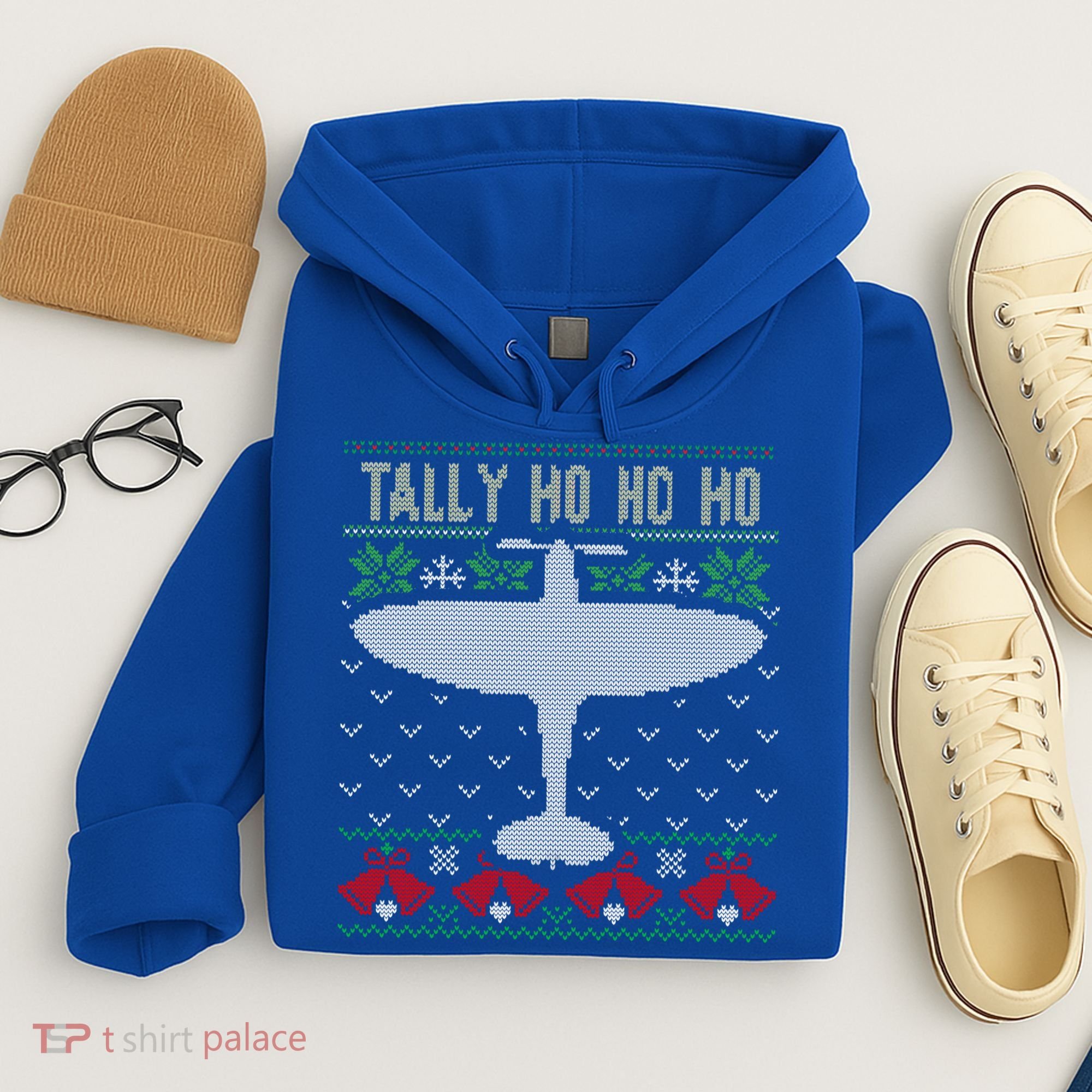 Spitfire Christmas Ugly Jumper Style Airplane Aircraft Plane Gift Hoodie