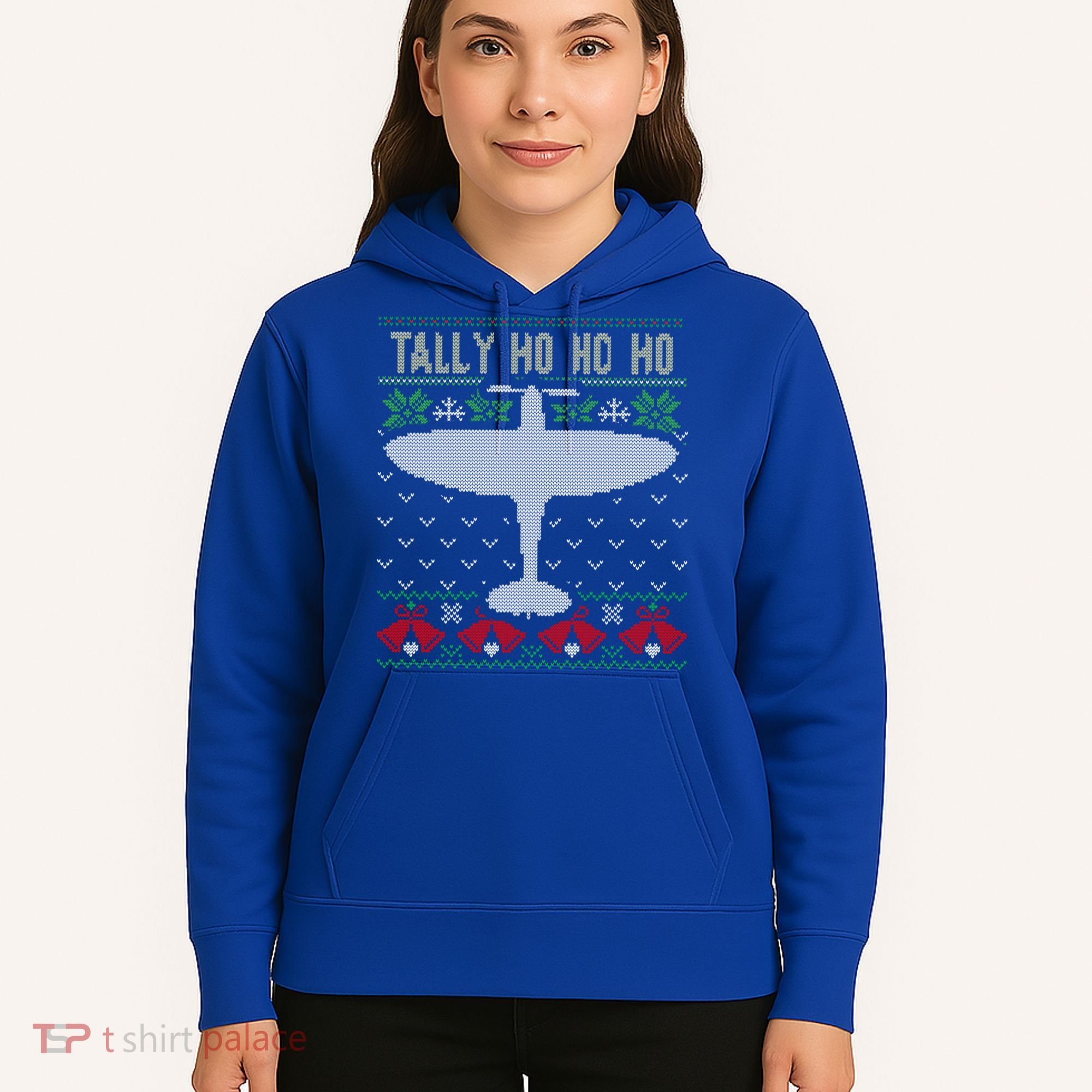 Spitfire Christmas Ugly Jumper Style Airplane Aircraft Plane Gift Hoodie