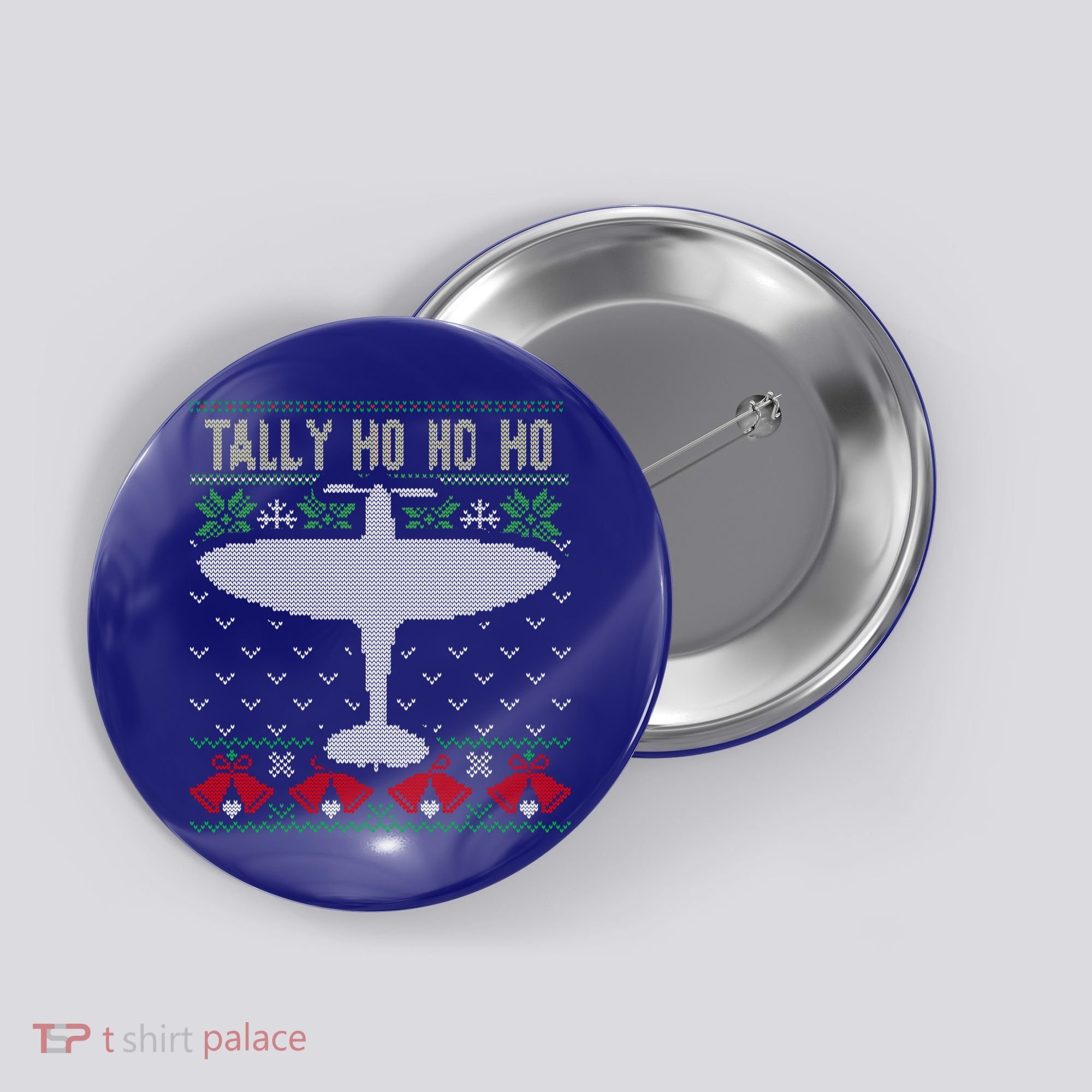 Spitfire Christmas Ugly Jumper Style Airplane Aircraft Plane Gift Button