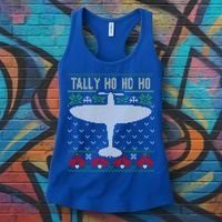 Spitfire Christmas Ugly Jumper Style Airplane Aircraft Plane Gift Women's Tank Top thumb 3