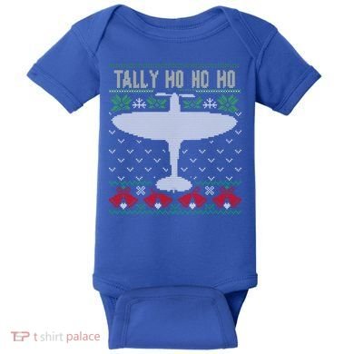Spitfire Christmas Ugly Jumper Style Airplane Aircraft Plane Gift Baby Bodysuit