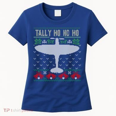 Spitfire Christmas Ugly Jumper Style Airplane Aircraft Plane Gift Women's T-Shirt