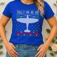 Spitfire Christmas Ugly Jumper Style Airplane Aircraft Plane Gift Women's T-Shirt thumb 2
