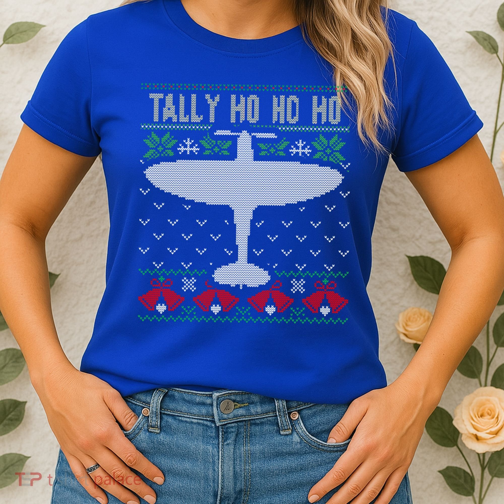 Spitfire Christmas Ugly Jumper Style Airplane Aircraft Plane Gift Women's T-Shirt
