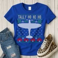 Spitfire Christmas Ugly Jumper Style Airplane Aircraft Plane Gift Women's T-Shirt thumb 3