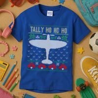 Spitfire Christmas Ugly Jumper Style Airplane Aircraft Plane Gift Kids T-Shirt thumb 3