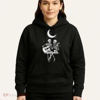 Skeleton Couple Under The Moon Playing Guitar Graphic Hoodie thumb 5