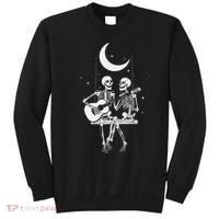 Skeleton Couple Under The Moon Playing Guitar Graphic Sweatshirt thumb 0