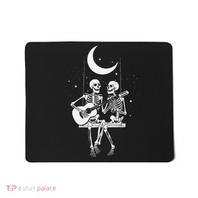Skeleton Couple Under The Moon Playing Guitar Graphic Mousepad