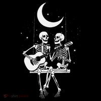 Skeleton Couple Under The Moon Playing Guitar Graphic Mousepad thumb 1