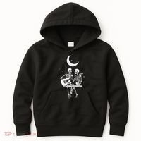 Skeleton Couple Under The Moon Playing Guitar Graphic Kids Hoodie thumb 0