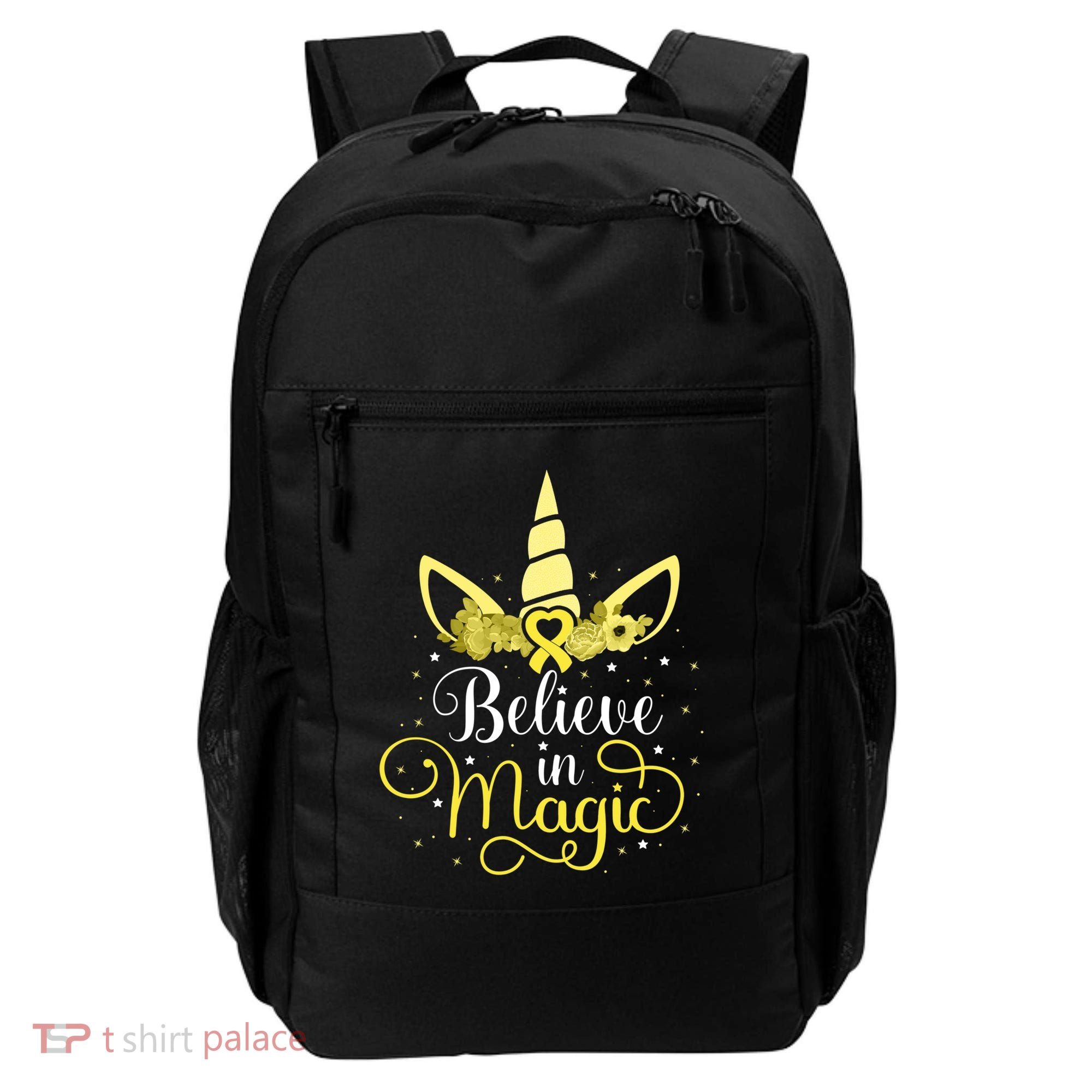 Sarcoma Cancer Unicorn Magic Yellow Ribbon Awareness Warrior Gift Backpack