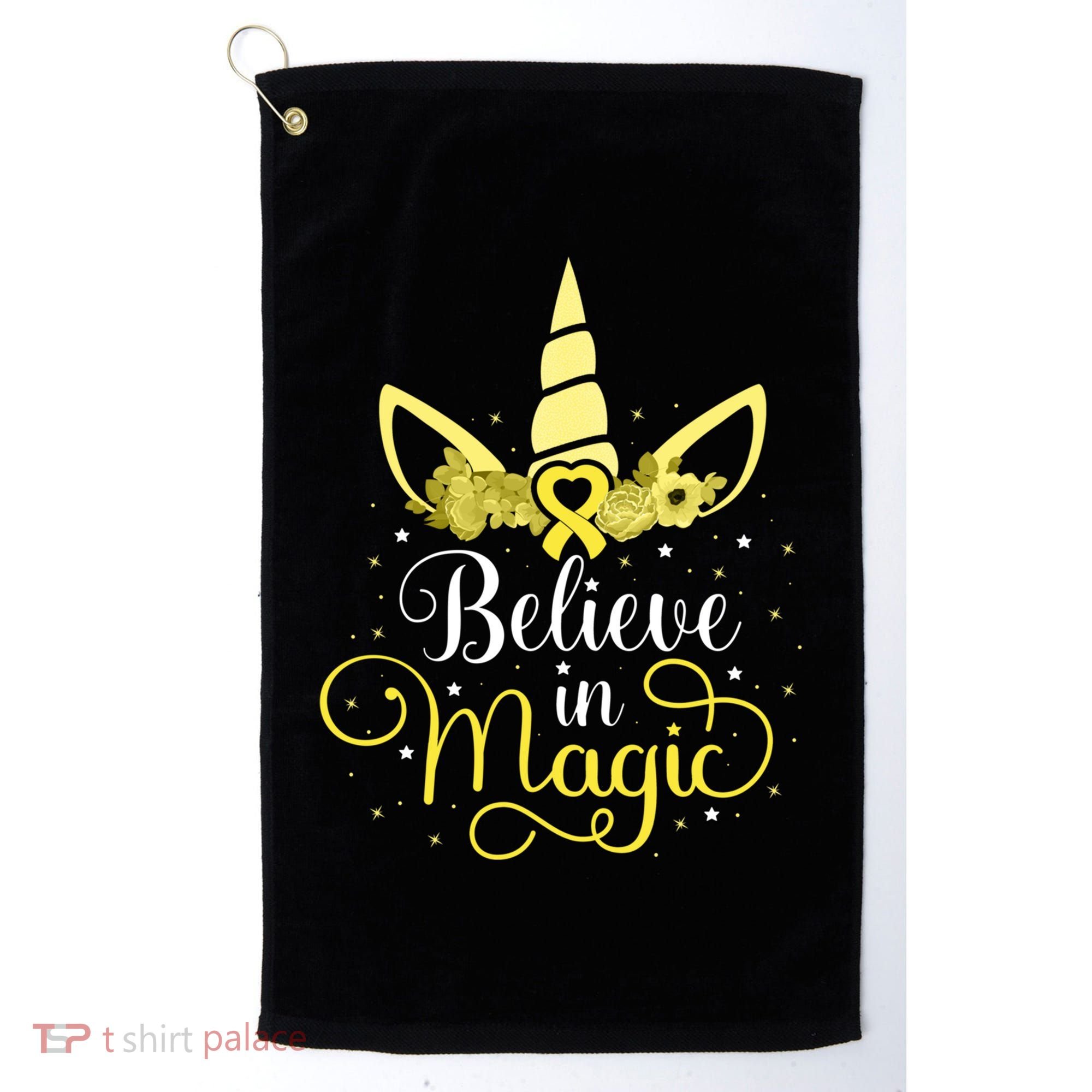 Sarcoma Cancer Unicorn Magic Yellow Ribbon Awareness Warrior Gift Golf Towel