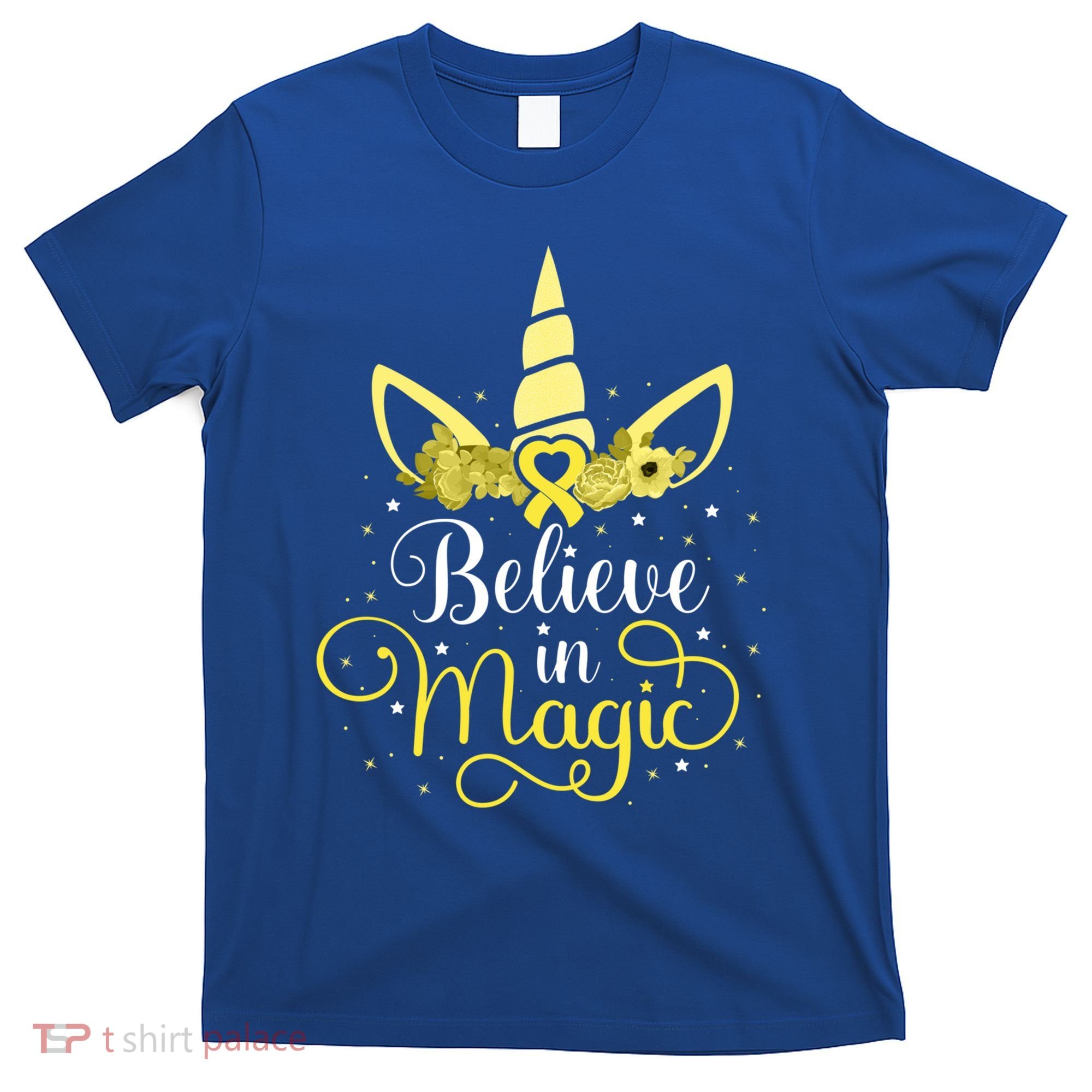 Sarcoma Cancer Unicorn Magic Yellow Ribbon Awareness Warrior Gift T-Shirt