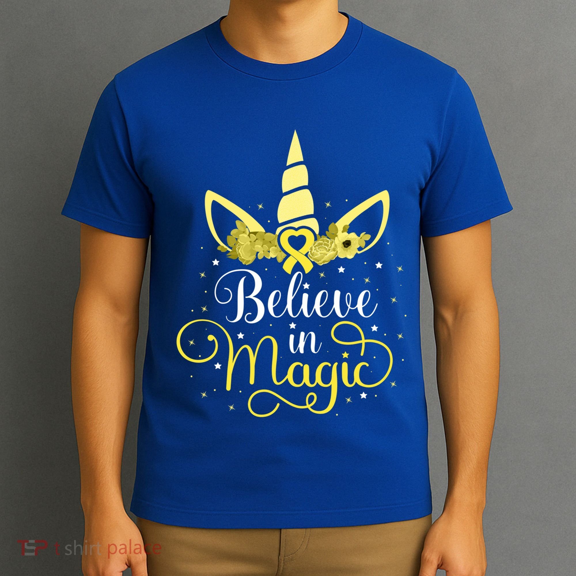 Sarcoma Cancer Unicorn Magic Yellow Ribbon Awareness Warrior Gift T-Shirt