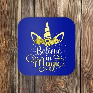 Sarcoma Cancer Unicorn Magic Yellow Ribbon Awareness Warrior Gift Coaster