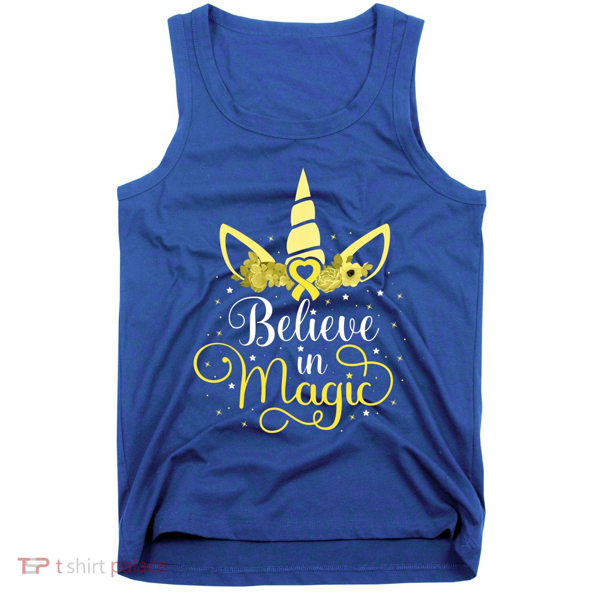 Sarcoma Cancer Unicorn Magic Yellow Ribbon Awareness Warrior Gift Tank Top