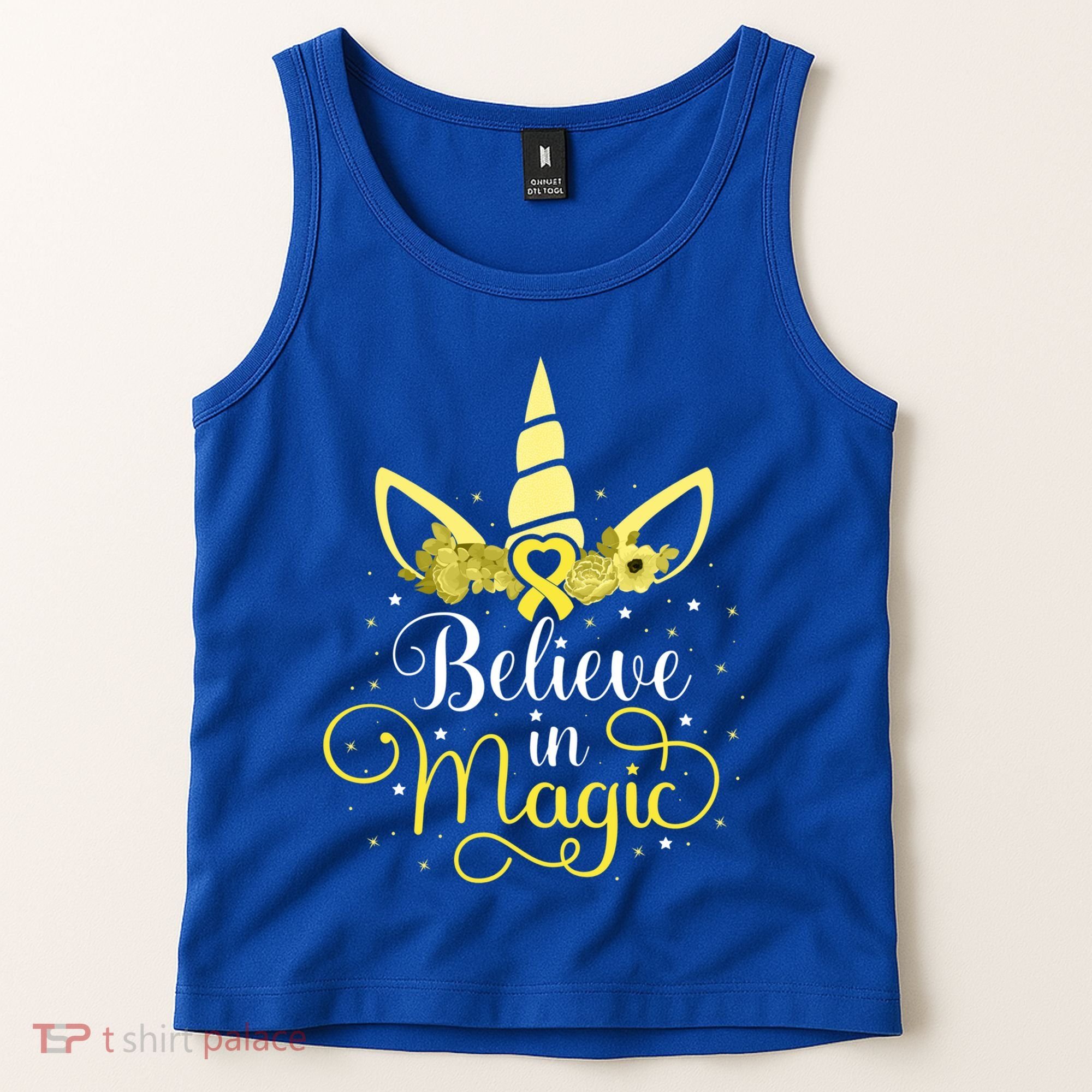 Sarcoma Cancer Unicorn Magic Yellow Ribbon Awareness Warrior Gift Tank Top