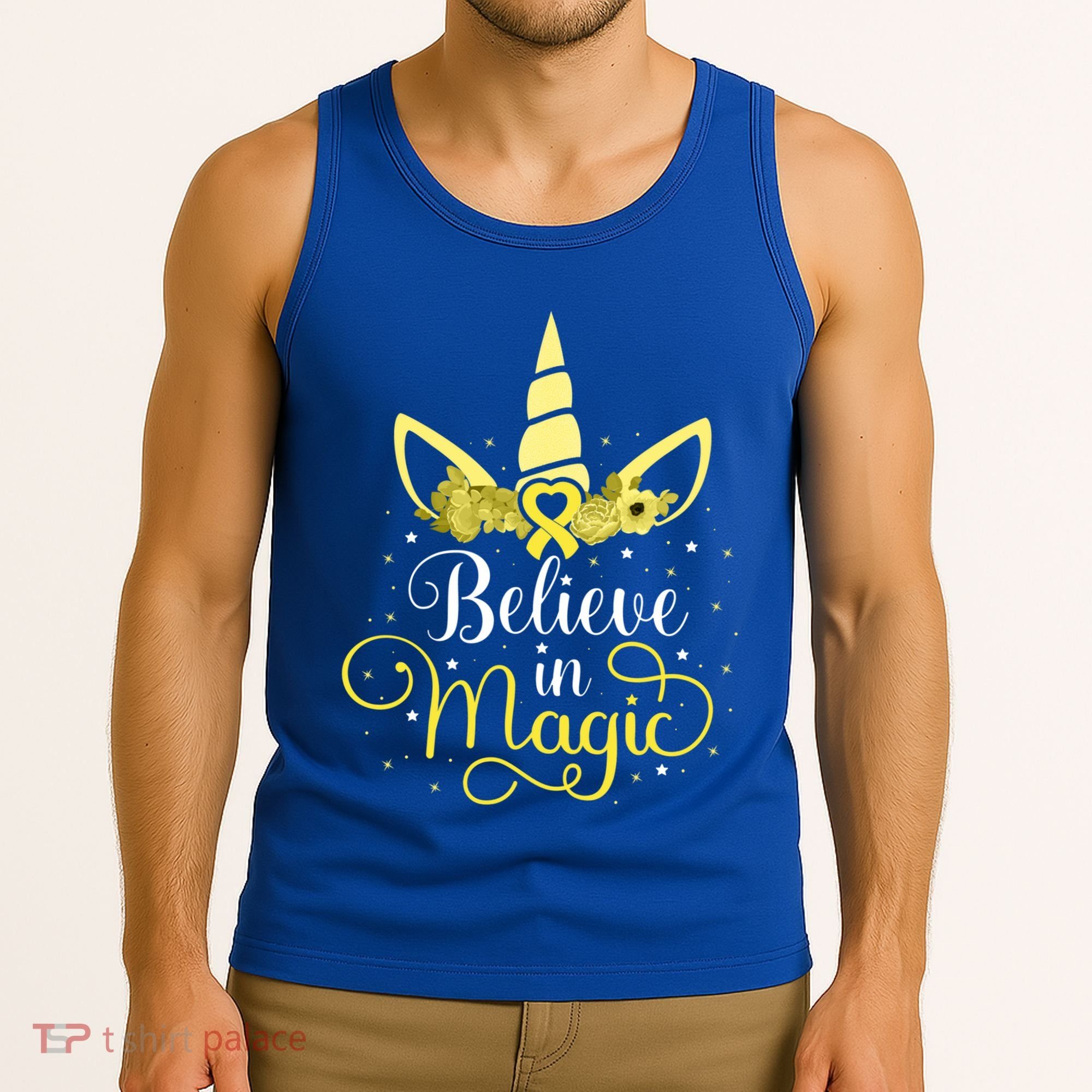 Sarcoma Cancer Unicorn Magic Yellow Ribbon Awareness Warrior Gift Tank Top