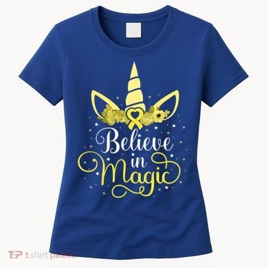 Sarcoma Cancer Unicorn Magic Yellow Ribbon Awareness Warrior Gift Women's T-Shirt