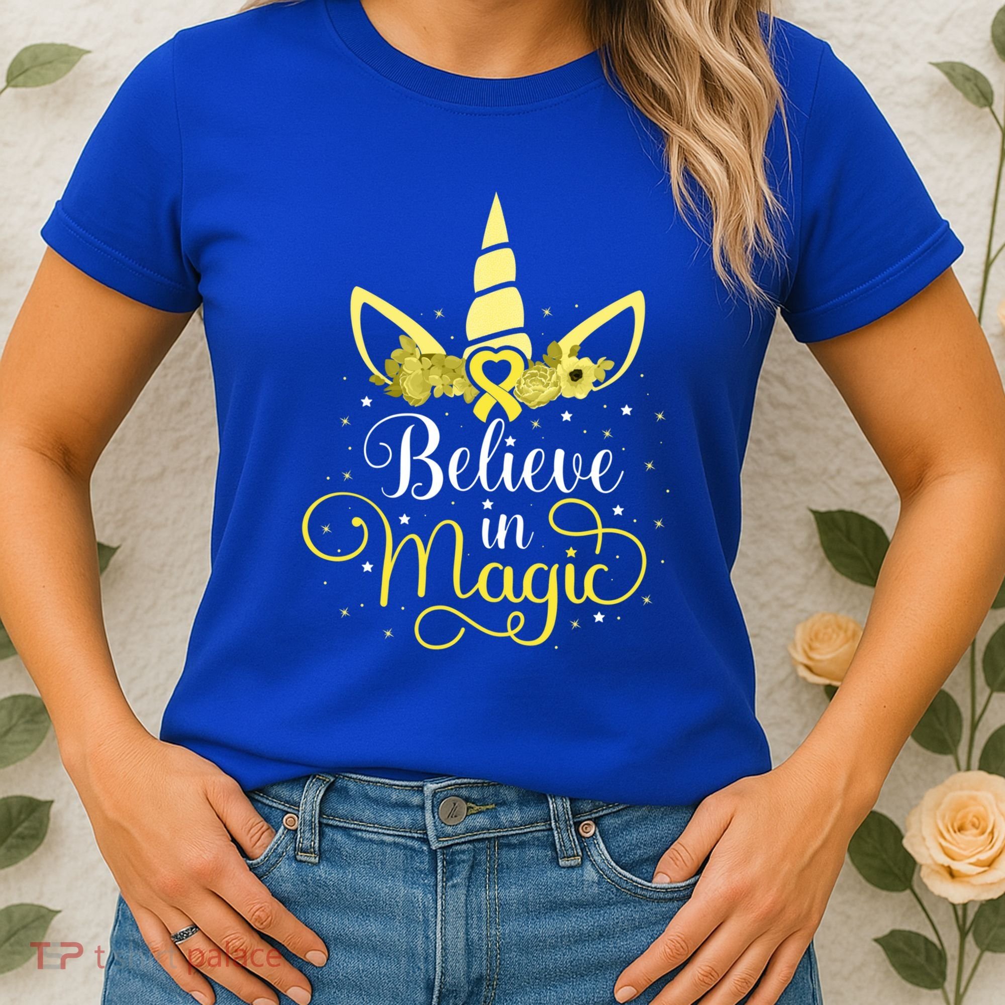 Sarcoma Cancer Unicorn Magic Yellow Ribbon Awareness Warrior Gift Women's T-Shirt