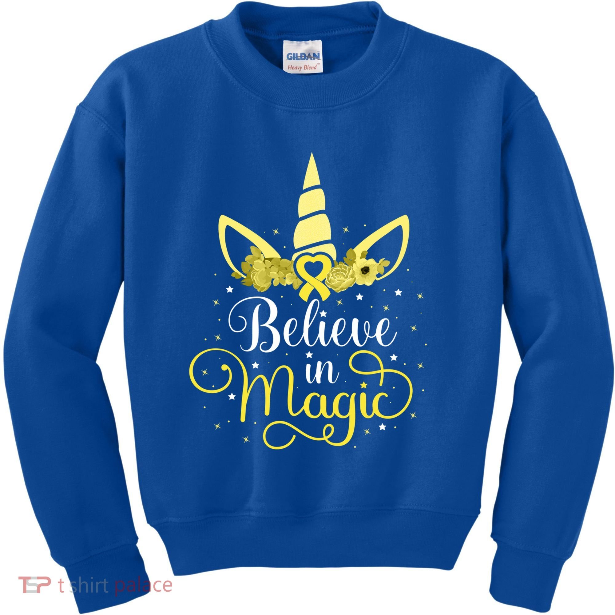Sarcoma Cancer Unicorn Magic Yellow Ribbon Awareness Warrior Gift Kids Sweatshirt