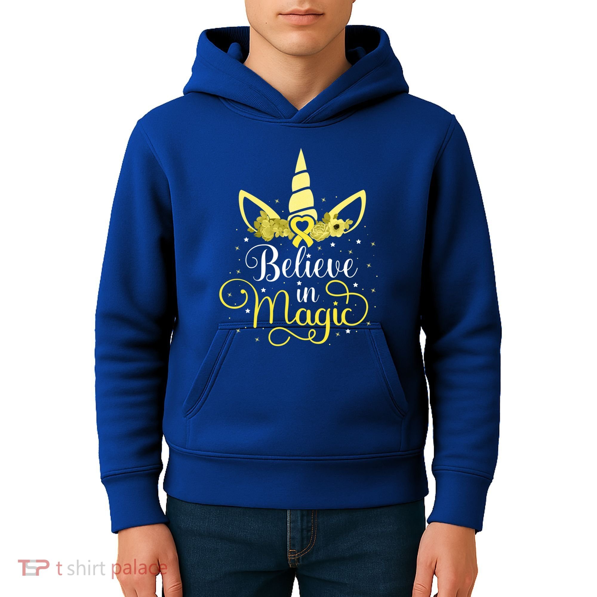 Sarcoma Cancer Unicorn Magic Yellow Ribbon Awareness Warrior Gift Kids Hoodie