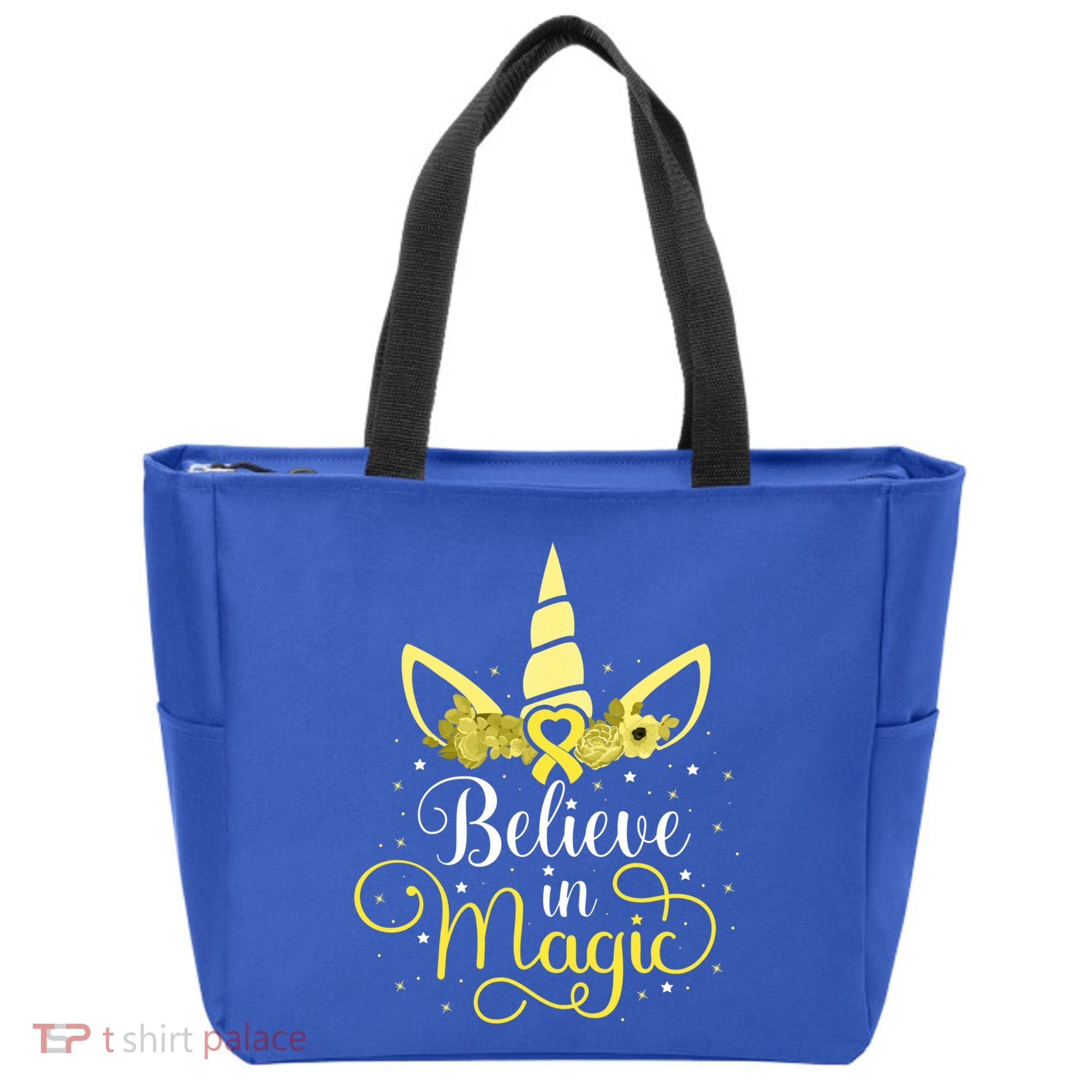 Sarcoma Cancer Unicorn Magic Yellow Ribbon Awareness Warrior Gift Tote Bag