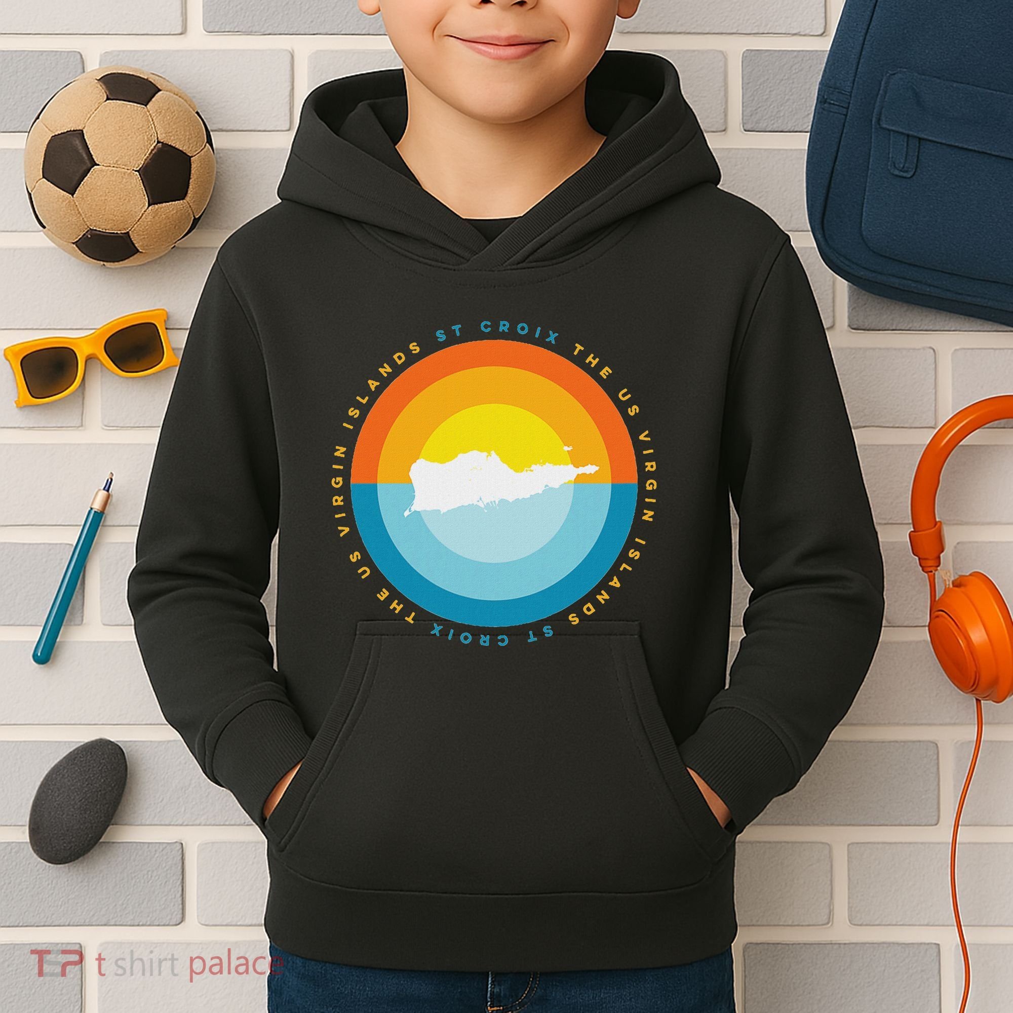 St. Croix Usvi Sunset Graphic Kids Hoodie
