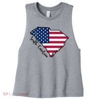 South Carolina United States Map T Shirt Women's Racerback Cropped Tank thumb 0
