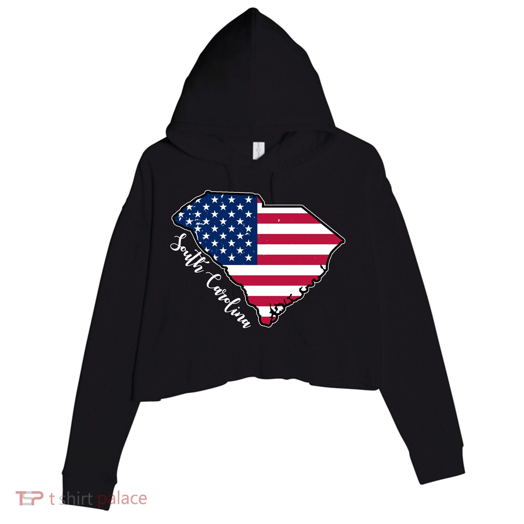 South Carolina United States Map T Shirt Crop Fleece Hoodie