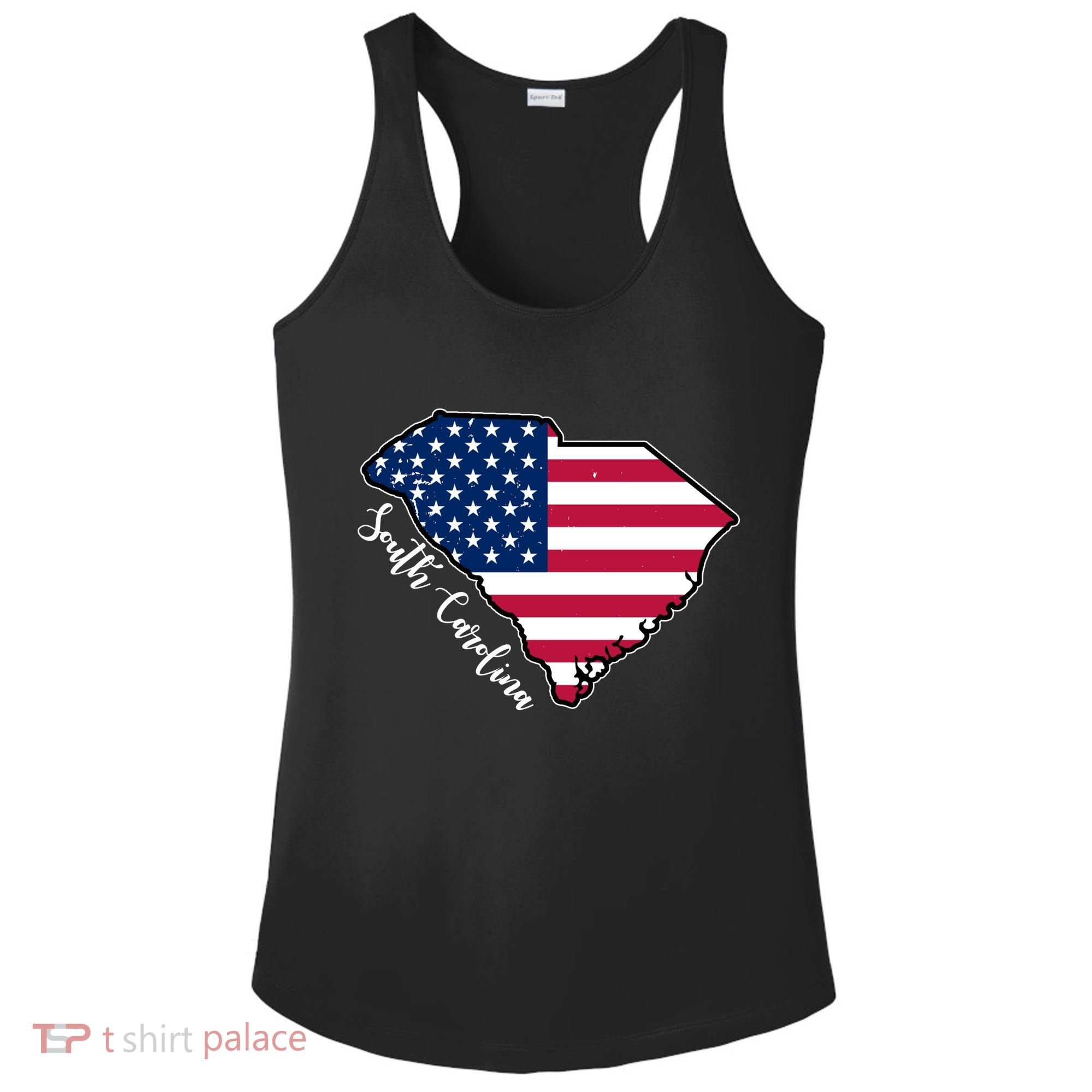 South Carolina United States Map T Shirt Ladies PosiCharge Competitor Racerback Tank