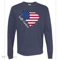 South Carolina United States Map T Shirt Comfort Colors Heavyweight Long Sleeve T-Shirt thumb 0
