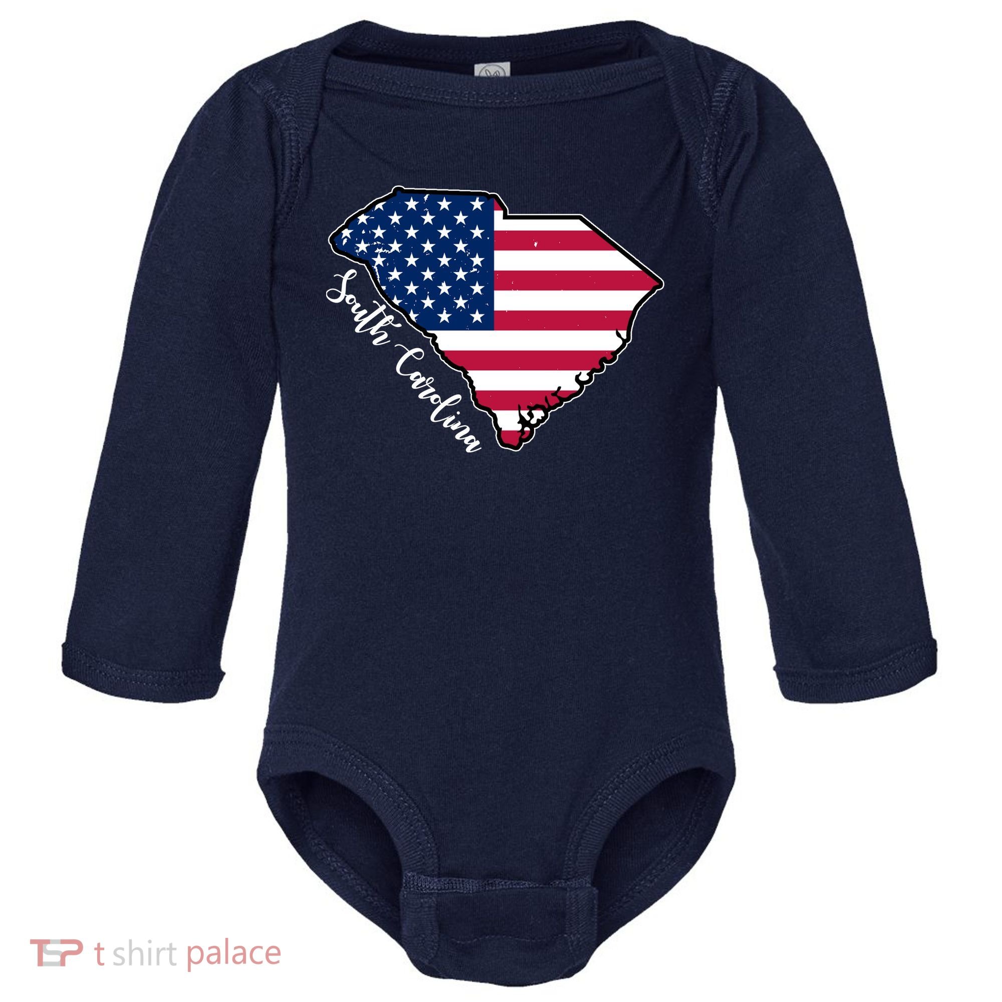 South Carolina United States Map T Shirt Baby Long Sleeve Bodysuit