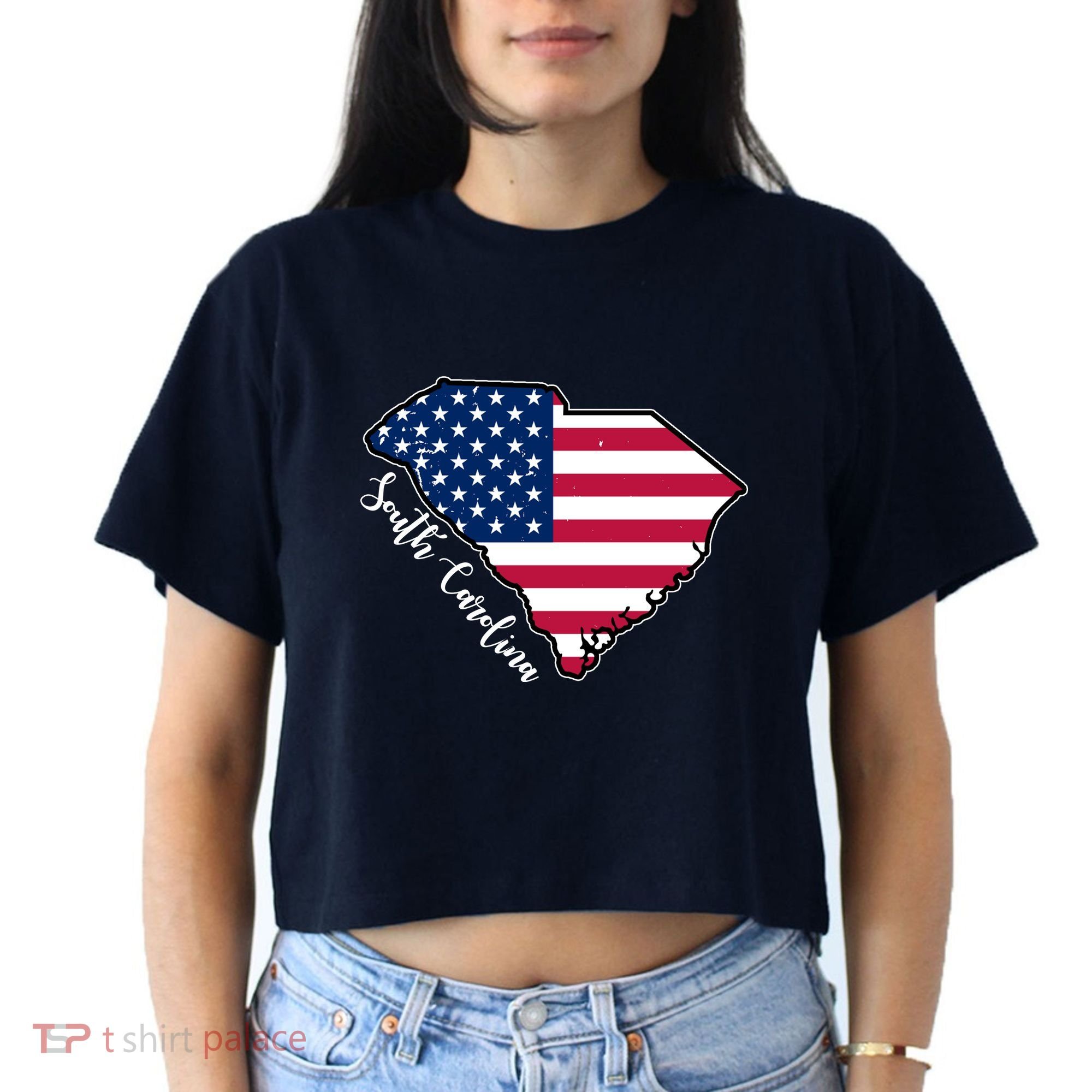 South Carolina United States Map T Shirt Women's Crop Top Tee