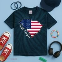South Carolina United States Map T Shirt Kids Tie-Dye T-Shirt thumb 2